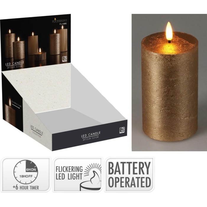 CANDELA LED 7X12CM ORO TIMER